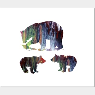 Bear mother and cubs Posters and Art